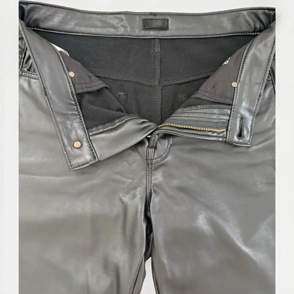 MOTHER The Insider Ankle Faux Show Pants 29 Black Faux Leather Cropped Flare